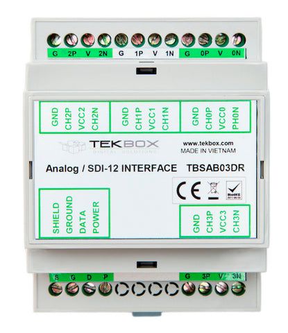 24 Bit Differential Analog to SDI-12 Interface Din Rail TBSAB03-DR